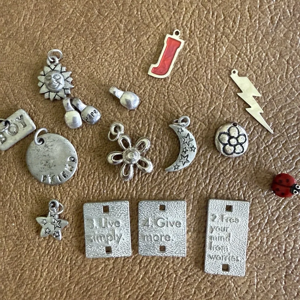 Vtg Silver Tone Spacer Beads Mixed Lot Metal Jewelry Making Craft Barrel Stars